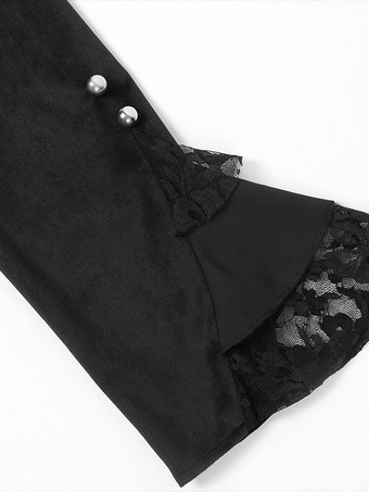 ブラックゴシックレディースミドル丈コート秋冬ファッションスリムトレンチコートダークスタンドカラー宮殿タキシード