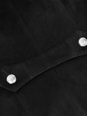 ブラックゴシックレディースミドル丈コート秋冬ファッションスリムトレンチコートダークスタンドカラー宮殿タキシード