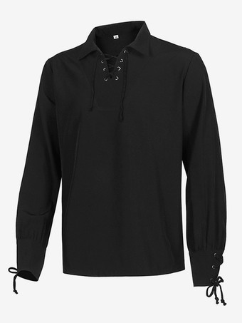 男性のための黒のヴィンテージ トップ エレガントなポリエステル長袖レトロな衣装 バーガンディ