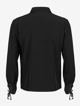 男性のための黒のヴィンテージ トップ エレガントなポリエステル長袖レトロな衣装 バーガンディ