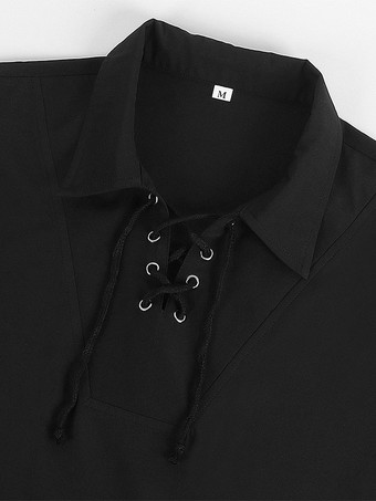 男性のための黒のヴィンテージ トップ エレガントなポリエステル長袖レトロな衣装 バーガンディ