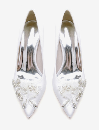 ウェディングシューズ ブライダル パンプス サテン ポインテッドトゥ