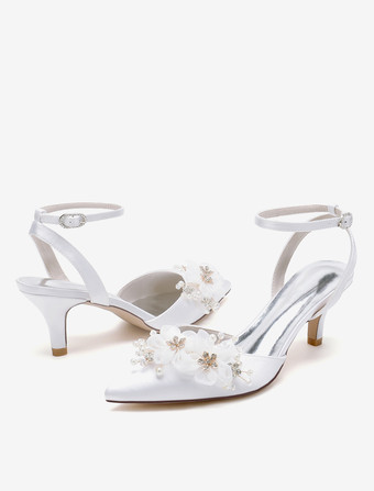 ウェディングシューズ ブライダル パンプス サテン ポインテッドトゥ