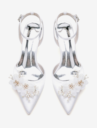 ウェディングシューズ ブライダル パンプス サテン ポインテッドトゥ