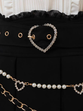 スチームパンクロリータSKホワイトグロメットプリーツロリータスカート