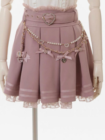 スチームパンクロリータSKホワイトグロメットプリーツロリータスカート