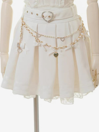 スチームパンクロリータSKホワイトグロメットプリーツロリータスカート