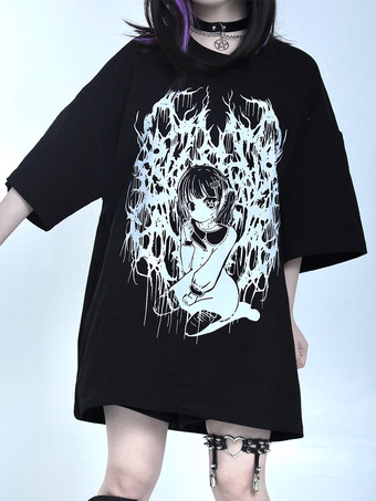 スチームパンク ロリータ ブラウス フリル ロリータ トップ 半袖 花柄 ブラック ロリータ シャツ