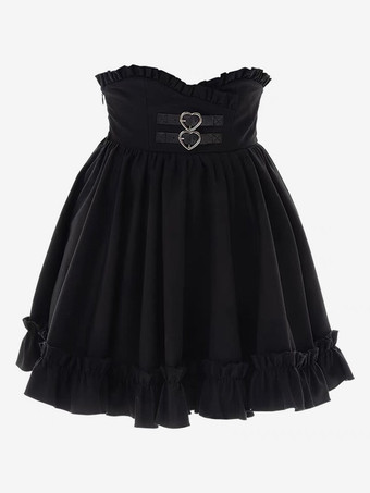 スチームパンクロリータ衣装ライトスカイブルーレースアップフリル長袖ブラウススカート