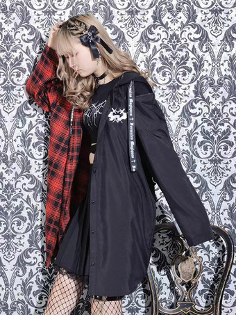 スチームパンク ロリータ ブラウス 長袖ブラウス ロリータ トップ チェック柄 ブルー ロリータ シャツ