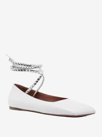 ブラック バレエ フラット レディース スクエアトゥ ラインストーン レースアップ バレリーナ フラット