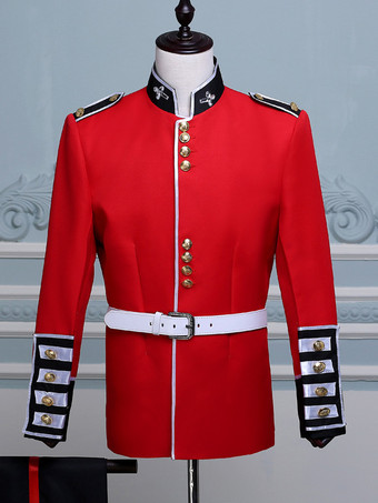 レッド ヴィンテージ セット ロイヤル ロングスリーブ ポリエステル ポリエステル ファイバー 帽子 レトロ コスチューム 男性用