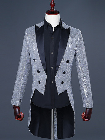 シルバー 男性のための黒の Sequni タキシード clothingiber オーバーコート レトロな衣装 バーガンディ