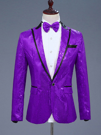 パープル メンズ レトロ セクニ トップ レトロ ポリエステル 長袖 パフォーマンス コスチューム