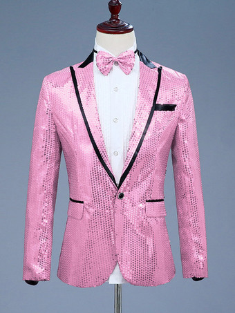 ピンクメンズ レトロ セクニ トップ レトロ ポリエステル 長袖 パフォーマンス コスチューム