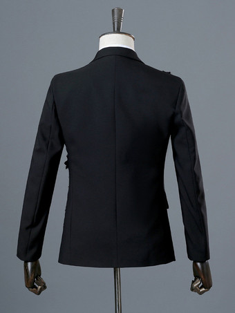 黒のメンズ長袖レトロパフォーマンスコスチューム バーガンディ