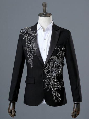 ブラック 黒のメンズ長袖レトロパフォーマンスコスチューム バーガンディ