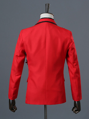 Schwarze Herren-Retro-Performance-Kostüme mit langen Ärmeln Burgund