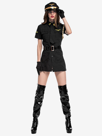 女性スチュワーデス衣装魅力的なレイブクラブポリエステル