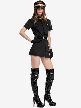 女性スチュワーデス衣装魅力的なレイブクラブポリエステル