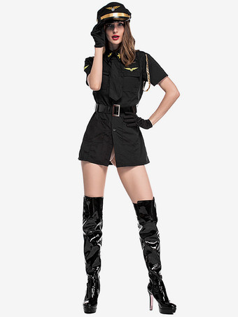 女性スチュワーデス衣装魅力的なレイブクラブポリエステル