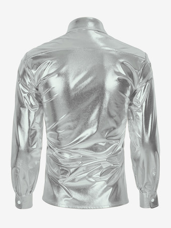 メンズ レトロ シルバー セット レトロ 70 年代 ディスコ ロック パフォーマンス ダンスウェア