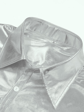 メンズ レトロ シルバー セット レトロ 70 年代 ディスコ ロック パフォーマンス ダンスウェア