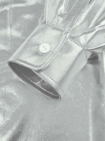 メンズ レトロ シルバー セット レトロ 70 年代 ディスコ ロック パフォーマンス ダンスウェア