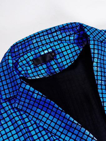 ブルーヴィンテージセットレトロポリエステル長袖レトロコスチューム男性用