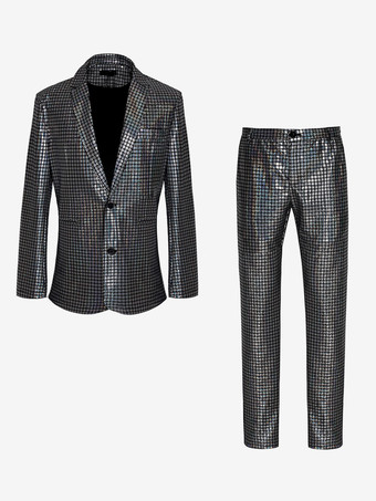 ブラック ブルーヴィンテージセットレトロポリエステル長袖レトロコスチューム男性用