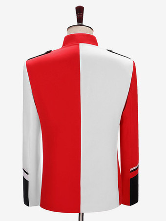 メンズ ミックスカラー パレス ミリタリー トップ エレガント 長袖 オーバーコート レトロ パフォーマンス コスチューム