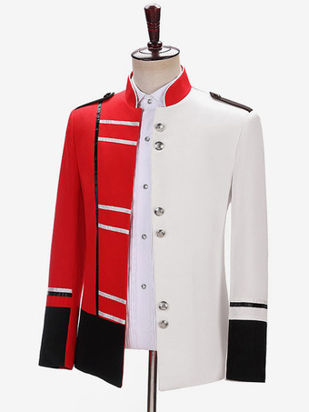 メンズ ミックスカラー パレス ミリタリー トップ エレガント 長袖 オーバーコート レトロ パフォーマンス コスチューム