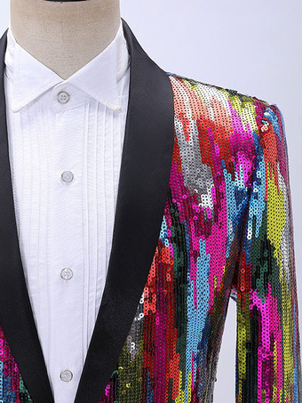 メンズ スパンコール スーツ ステージ パフォーマンスウェア 長袖 レトロ コスチューム