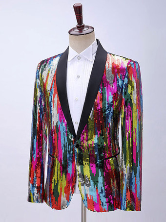 メンズ スパンコール スーツ ステージ パフォーマンスウェア 長袖 レトロ コスチューム