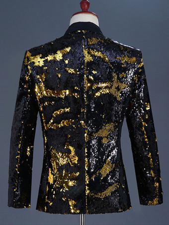 Costume à paillettes bicolore tenue de spectacle sur scène Costumes rétro à manches longues