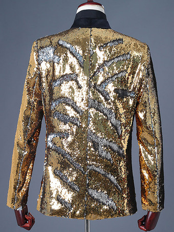 Costume à paillettes bicolore tenue de spectacle sur scène Costumes rétro à manches longues