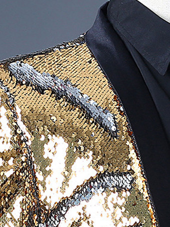 Costume à paillettes bicolore tenue de spectacle sur scène Costumes rétro à manches longues