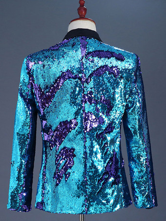 Costume à paillettes bicolore tenue de spectacle sur scène Costumes rétro à manches longues