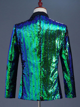 Costume à paillettes bicolore tenue de spectacle sur scène Costumes rétro à manches longues