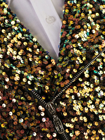 メンズ パフォーマンス スパンコール ステージ コスチューム トップ 長袖 レトロ コスチューム