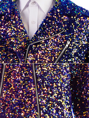 メンズ パフォーマンス スパンコール ステージ コスチューム トップ 長袖 レトロ コスチューム