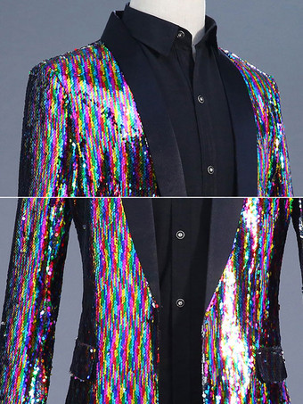 メンズ ロング レトロ ステージ パフォーマンス グリッター オーバーコート 80 年代 ロック ダンス ウェア