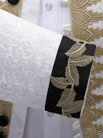 メンズ ホワイト レトロ ロイヤル コート トップ エレガント 長袖 オーバーコート レトロ パフォーマンス コスチューム