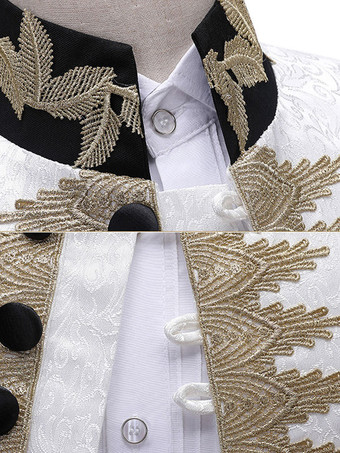 メンズ ホワイト レトロ ロイヤル コート トップ エレガント 長袖 オーバーコート レトロ パフォーマンス コスチューム