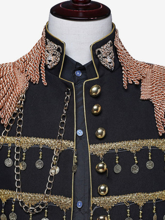 ホワイトパレス舞台芸術タッセルスパンコールメンズステージ衣装長袖レトロ衣装男性のための バーガンディ