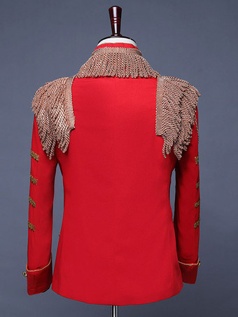 ホワイトパレス舞台芸術タッセルスパンコールメンズステージ衣装長袖レトロ衣装男性のための バーガンディ