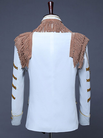 ホワイトパレス舞台芸術タッセルスパンコールメンズステージ衣装長袖レトロ衣装男性のための バーガンディ