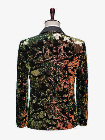 男性用パフォーマンススパンコール男性用ステージ衣装長袖レトロコスチューム