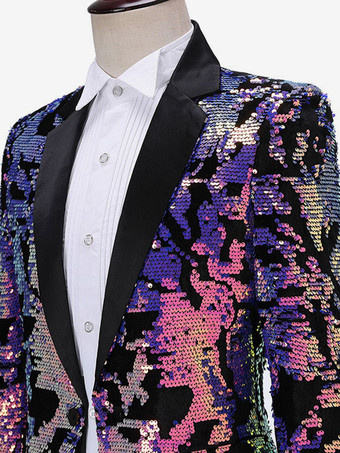 男性用パフォーマンススパンコール男性用ステージ衣装長袖レトロコスチューム