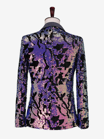 男性用パフォーマンススパンコール男性用ステージ衣装長袖レトロコスチューム